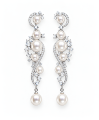 Drop Earrings with Pearl & Glass Stones