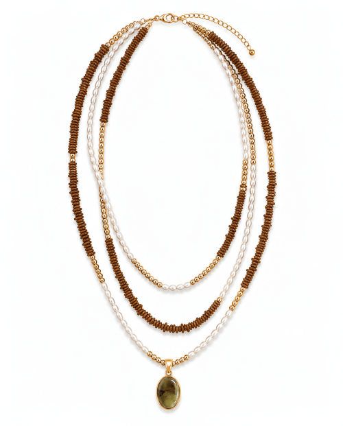 3 Layered Necklace with Beads