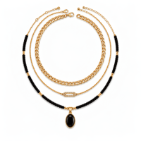 3 Pcs Necklace in Metal and Beads