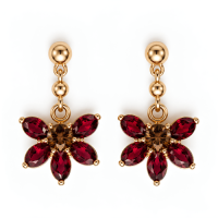 Flower Casting with Glass Stone in Petal Drop Earrings