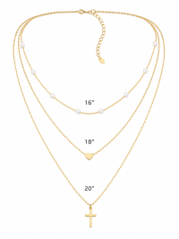 3 Layered Necklace with Crosses in Delicate Chain
