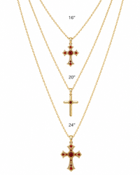 3 Layered Necklace with Crosses in Delicate Chain