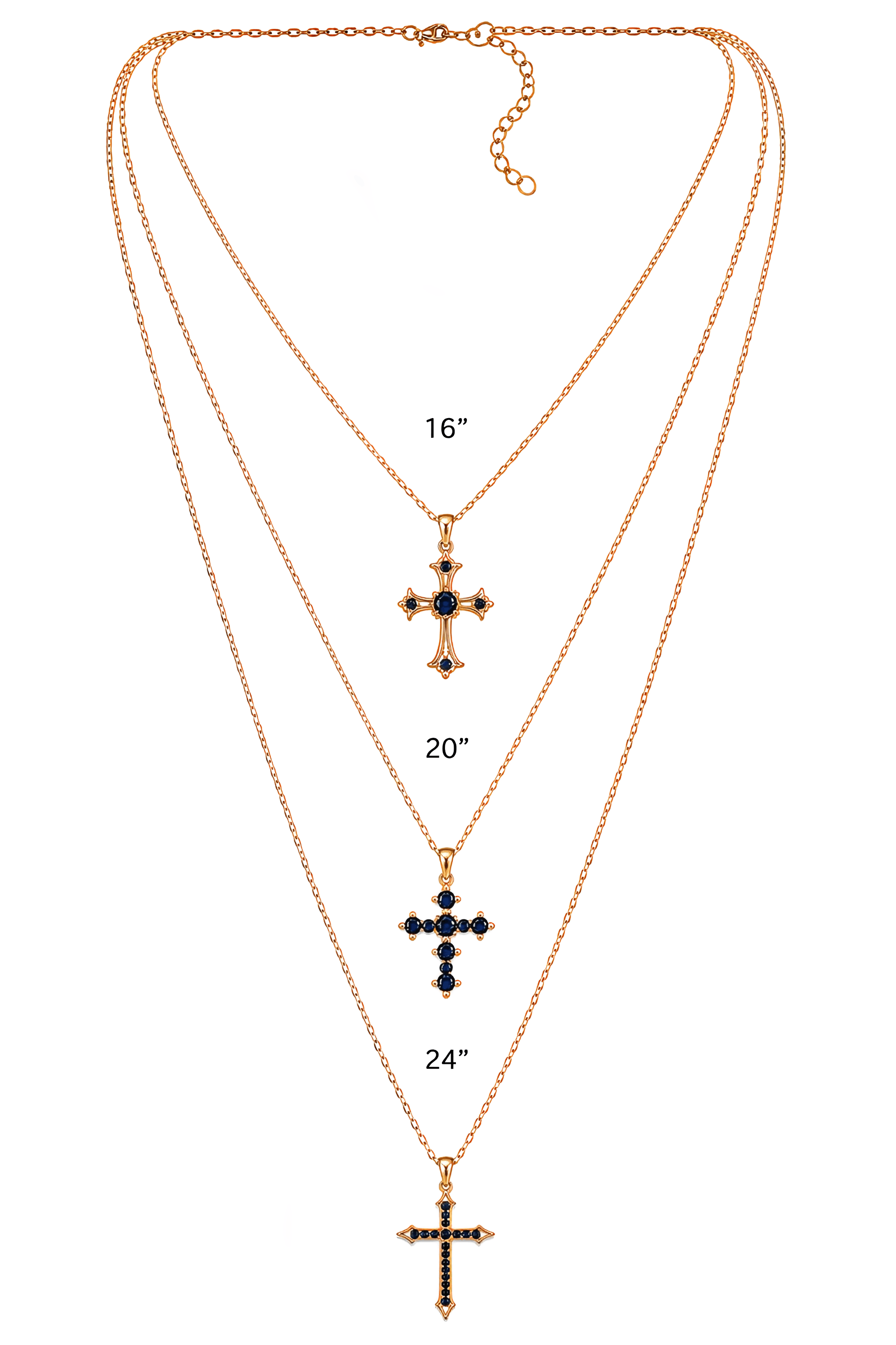 3 Layered Necklace with Crosses in Delicate Chain