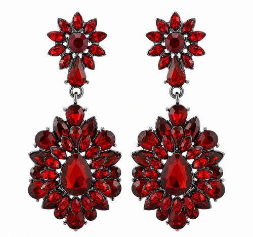 Casting Drop Earrings in Red