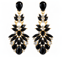 Drop Earrings with Crystal & Black Stones