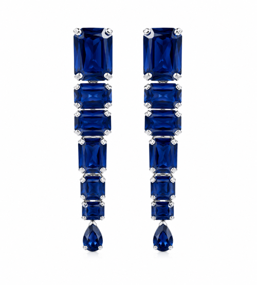 Gradation Rectangle Stone Drop Earrings