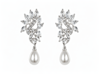 Crystal with Pearl Drop Earrings