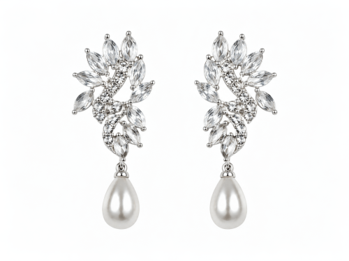 Crystal with Pearl Drop Earrings