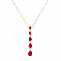 Gradation Teardrop Stone Pendant on Chain Necklace