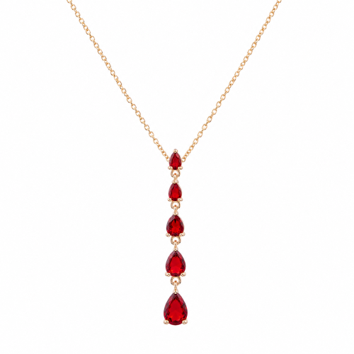 Gradation Teardrop Stone Pendant on Chain Necklace