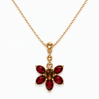 Flower Casting with Glass Stone in Petal Necklace