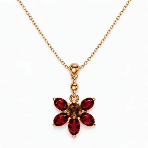 Flower Casting with Glass Stone in Petal Necklace