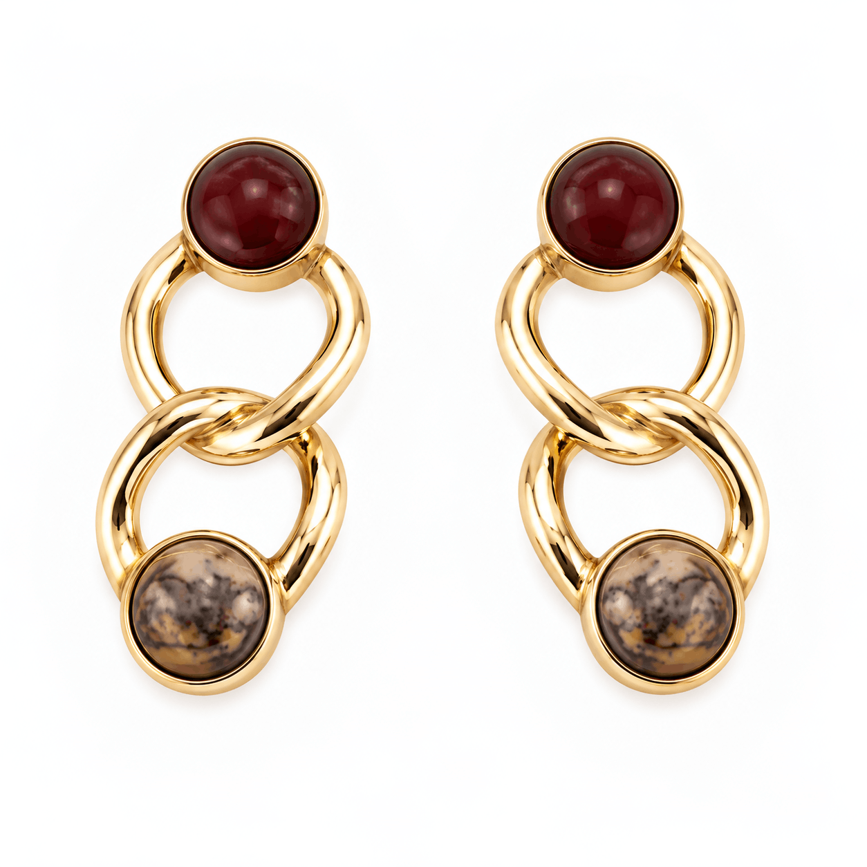 Jewelry Set with Brown Epoxy Stones