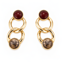 Jewelry Set with Brown Epoxy Stones