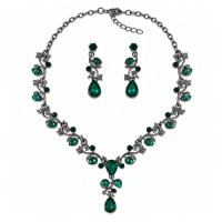 Vine with Stones Necklace & Earrings Set