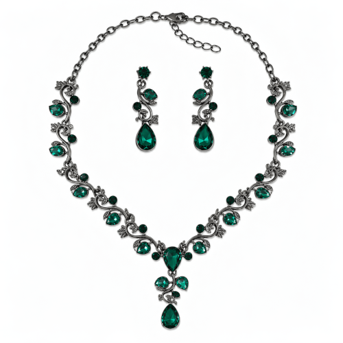 Vine with Stones Necklace & Earrings Set