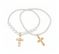 Acrylic Pearls with Crosses Pendant