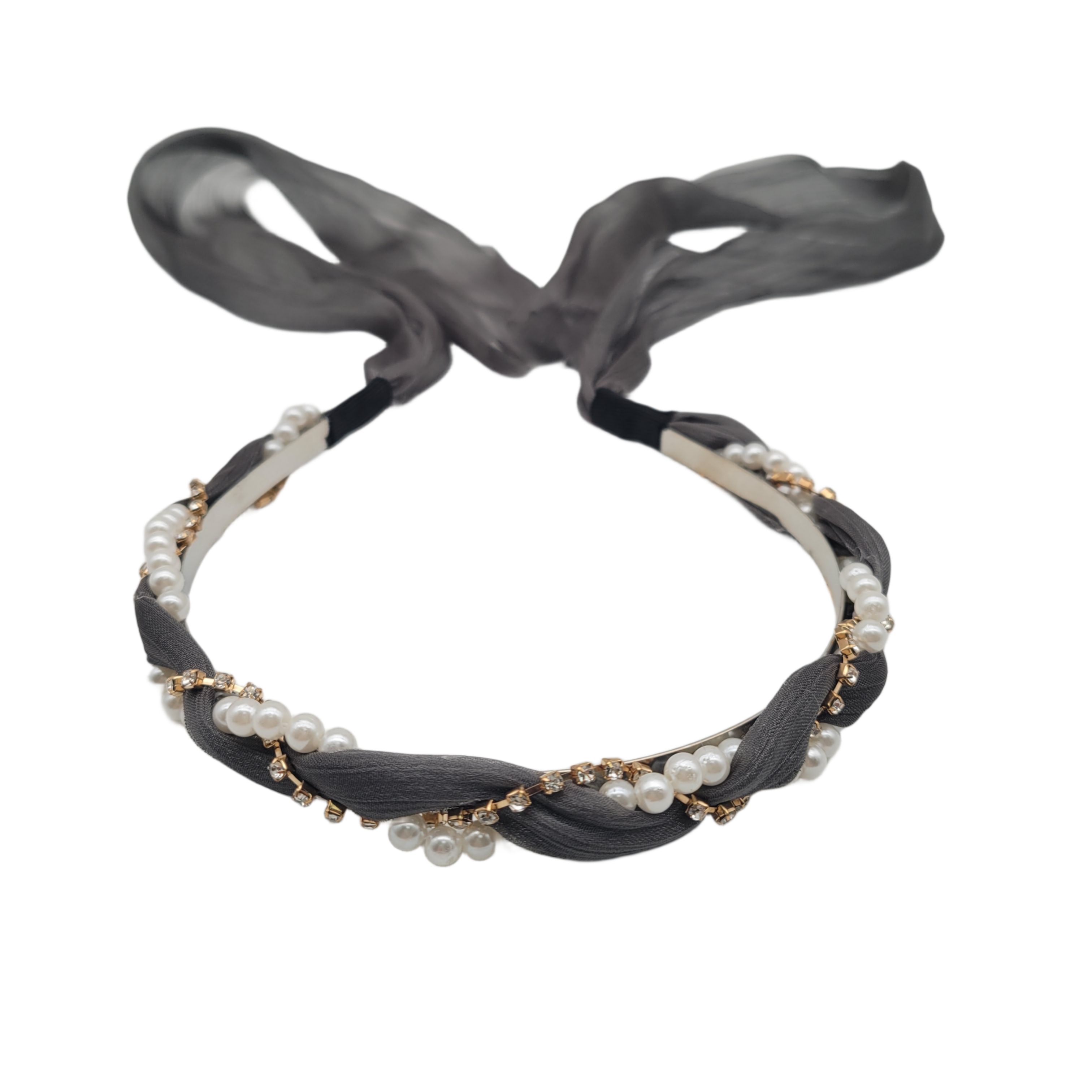 Pearl, Chain, Rhinestone, Beaded Braided Headband