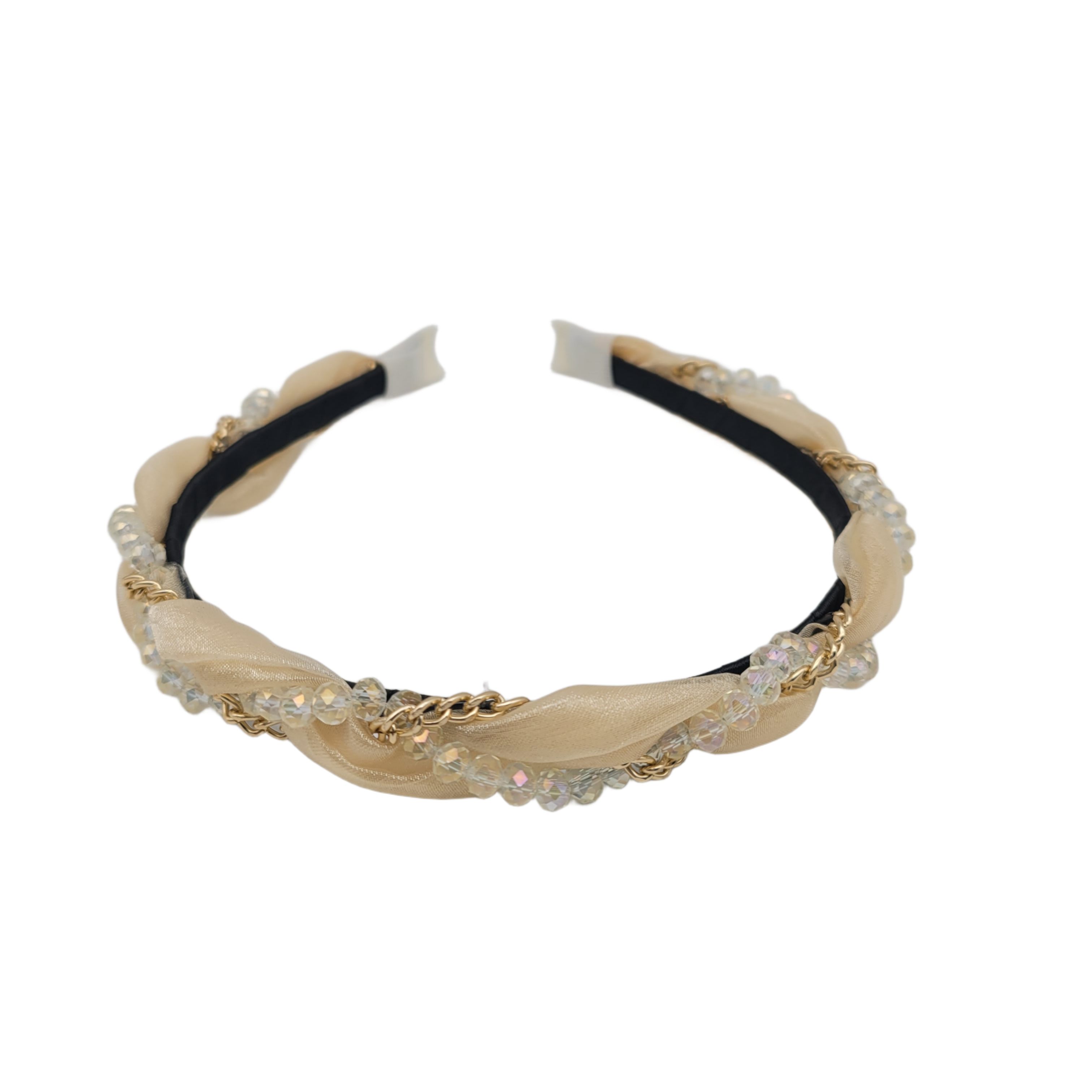 Pearl, Chain, Rhinestone, Beaded Braided Headband