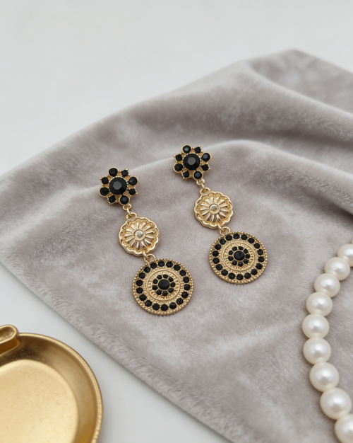 DISC DROP STUD EARRINGS