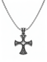 Crosses Pendant on Box Chain Necklace