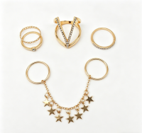 RINGS WITH CHAIN,STAR SET