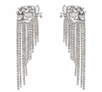 Stone Casting & Rhinestone Tassel Earrings
