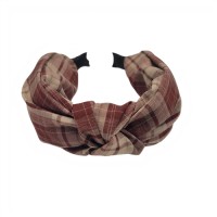 Checkered Brown Print Fabric in Headband,Scrunchy & Hair Pin