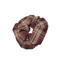 Checkered Brown Print Fabric in Headband,Scrunchy & Hair Pin