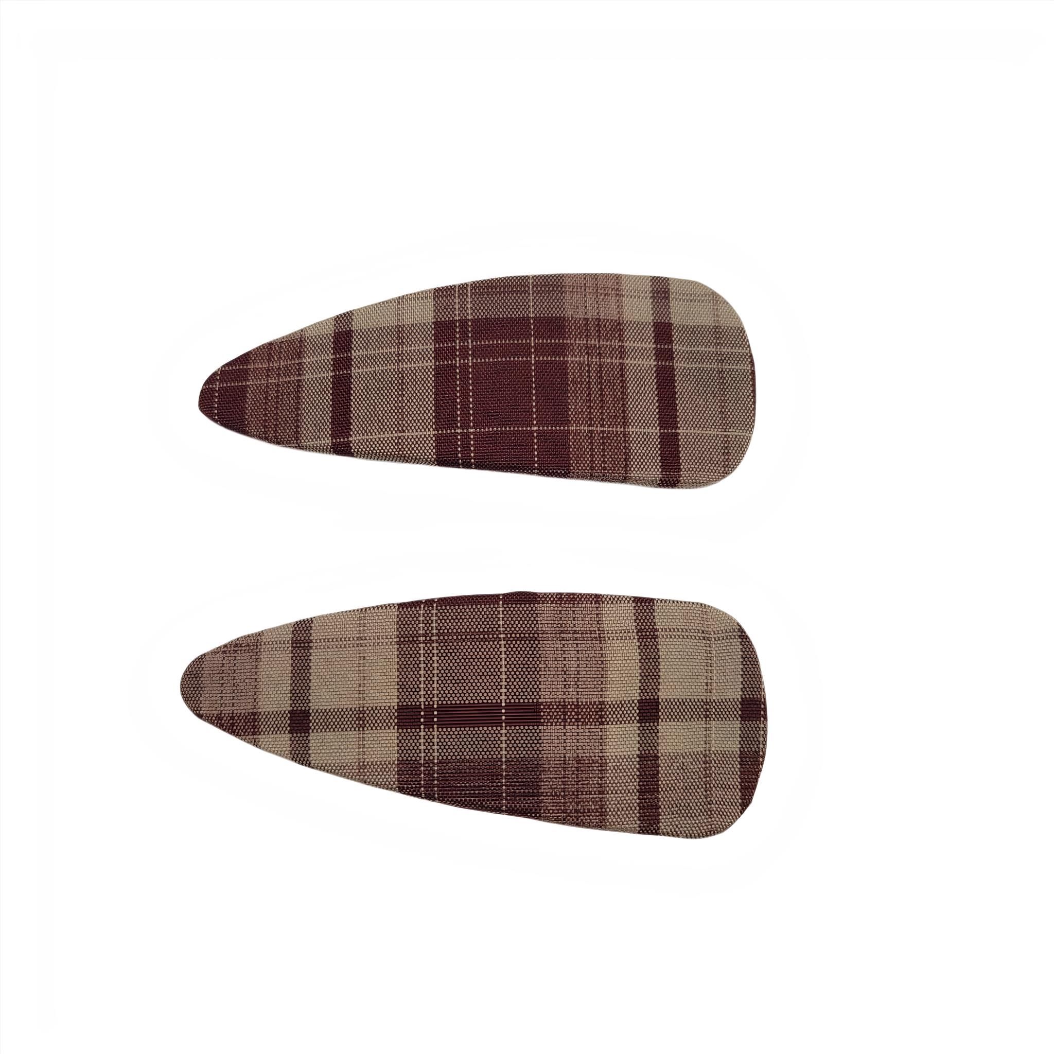 Checkered Brown Print Fabric in Headband,Scrunchy & Hair Pin