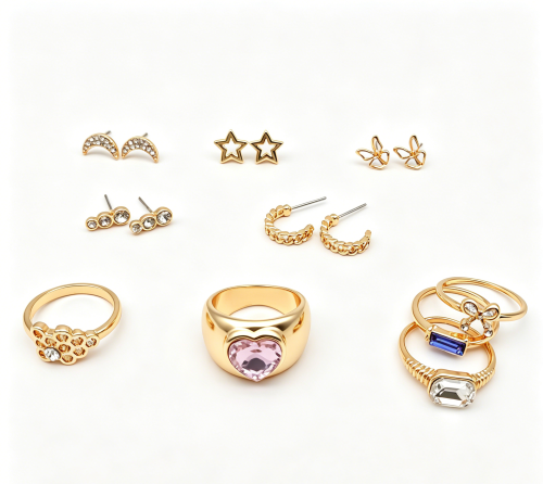 EARRING & RING WITH STONES SET