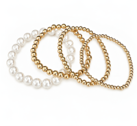 Pearl & CCB Ball Elastic Bracelet