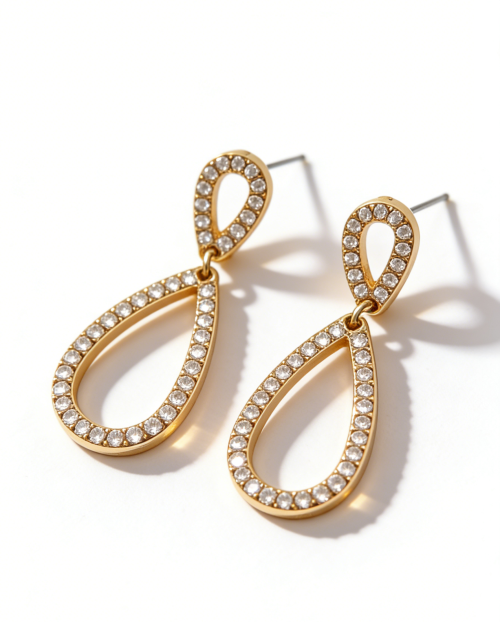 TEARDROP DANGLE EARRINGS WITH STONES