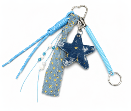 Braided Strap, Fabric, Star etc Pendants Key Chain