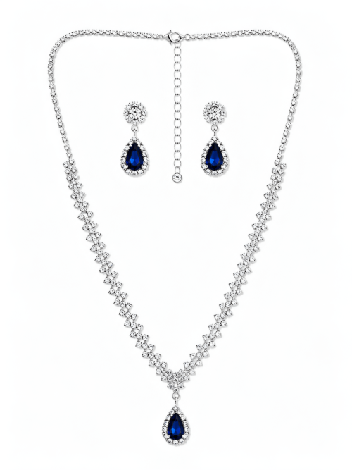 Soldered Rhingstone with Teardrop Pendant Set