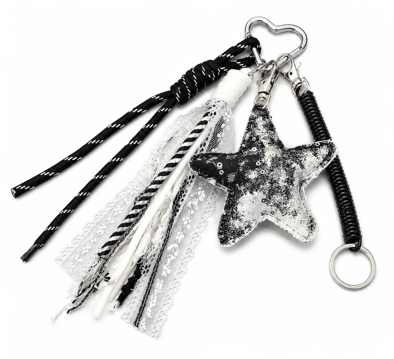 Braided Strap, Fabric, Star etc Pendants Key Chain
