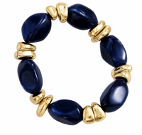 Deep Blue Epoxy Stone & CCB Elastic Bracelet