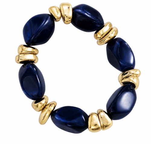 Deep Blue Epoxy Stone & CCB Elastic Bracelet