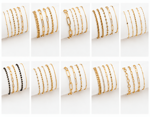 CHAIN BRACELET & BEADED ELASTIC BRACELET