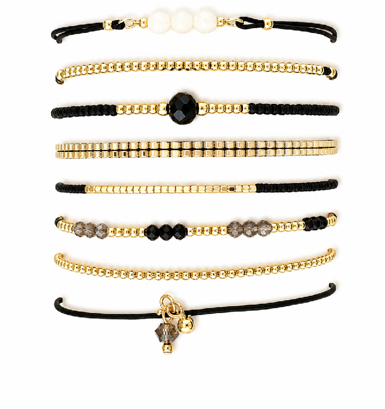 CHAIN BRACELET & BEADED ELASTIC BRACELET
