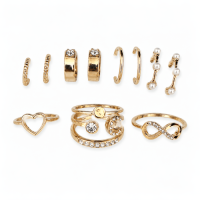 Earrings & Rings Set with Glass Stone in Alloy