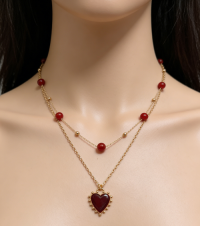 BEAD AND HEART EPOXY NECKLACE