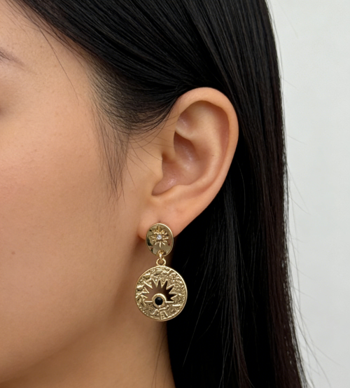 ROUND DISC DANGLE EARRING