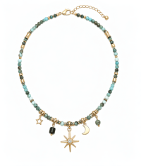 Bead & CCB Necklace with Pendants