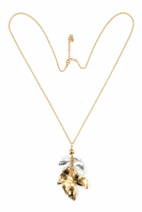Long Necklace with Metal Cluster in RH&GD Plating