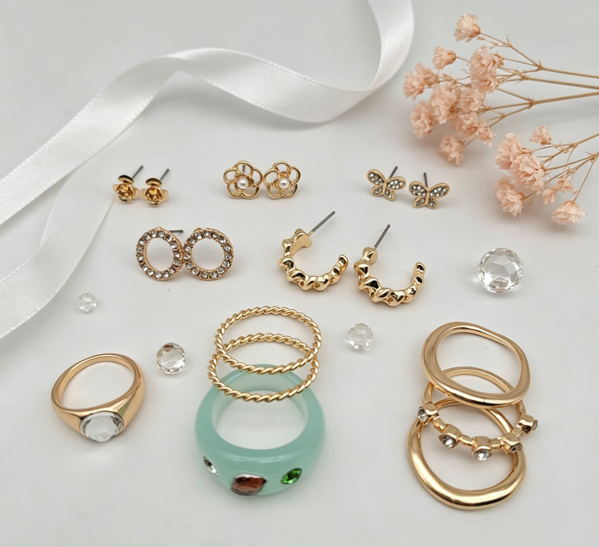 RINGS & POST EARRINGS SET