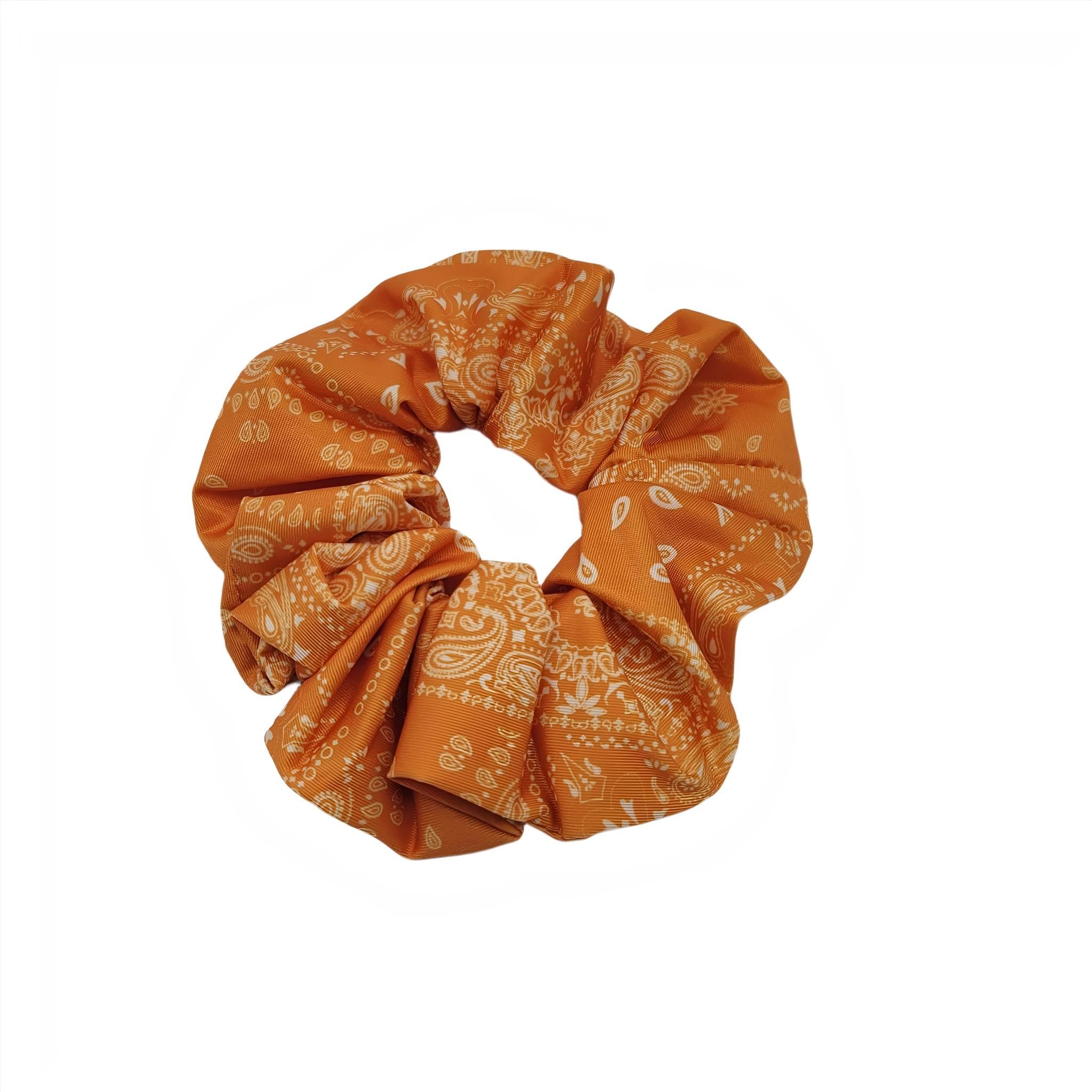 Hairband & Scrunchie in Printed Orange Fabric
