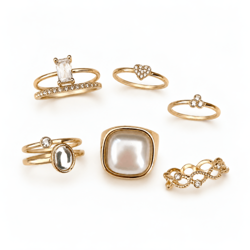 Crystal, Acrylic Pear Stones Ring Set
