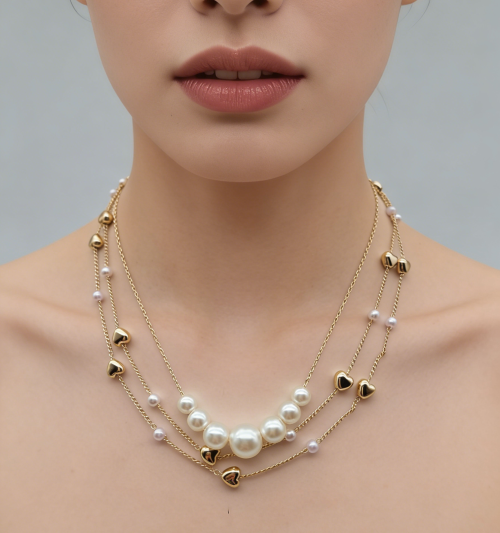 PEARL&HEART CCB NECKLACE