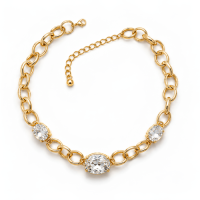 Chain Bracelet with Crystal Stones in the Middle